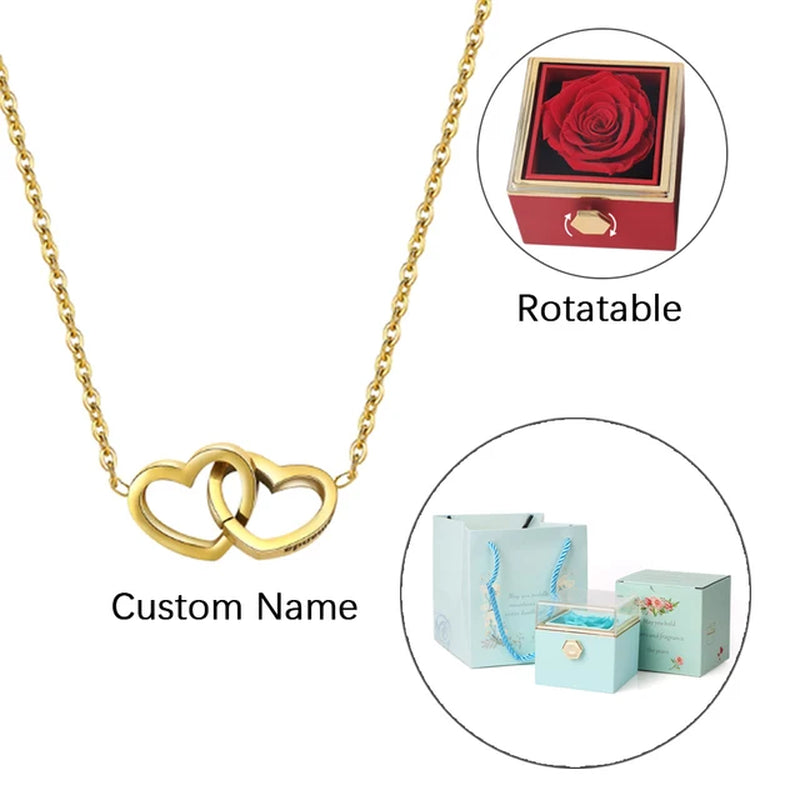 Eternal Rose Box - Personalised Engraved Necklace & Real Rose